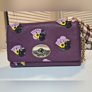 Coach Crosstown Plum Field Floral Applique Shoulder Bag - PRE-OWNED